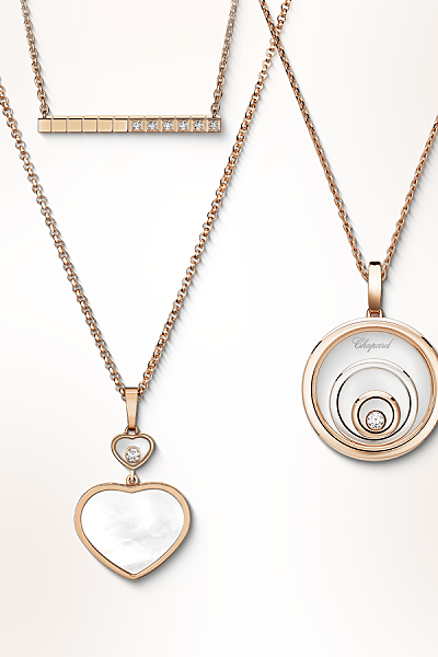 Rose gold diamond pendants and necklace