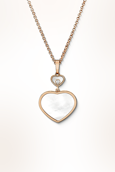 Women's mother-of-pearl, rose gold and diamond necklace