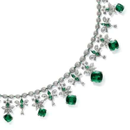 Eine prächtige Halskette mit Smaragden und Diamanten
