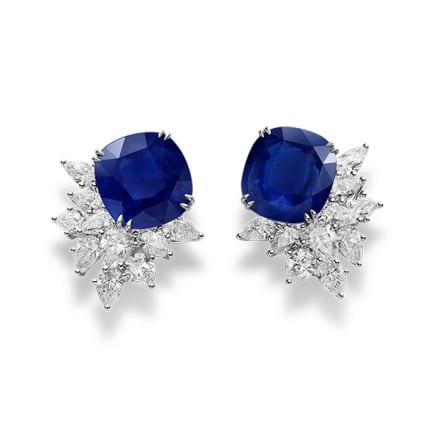 A sumptuous pair of diamond and sapphire earrings.