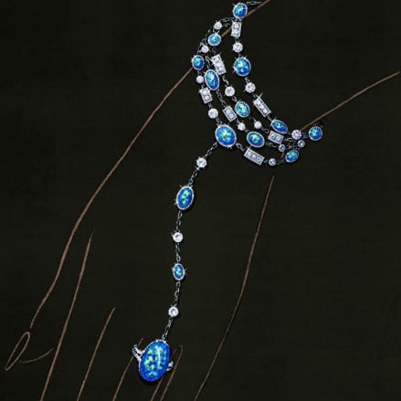 Diamond and opal bracelet and ring