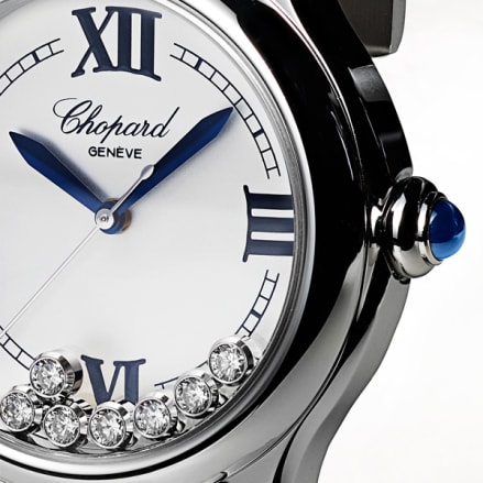 Artesanía suiza en este reloj Happy Sport de diamantes 